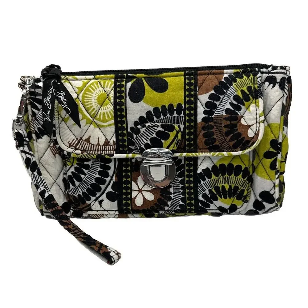 Vera Bradley Pushlock Wristlet Cocoa Moss Pattern Retired Purse Accessory